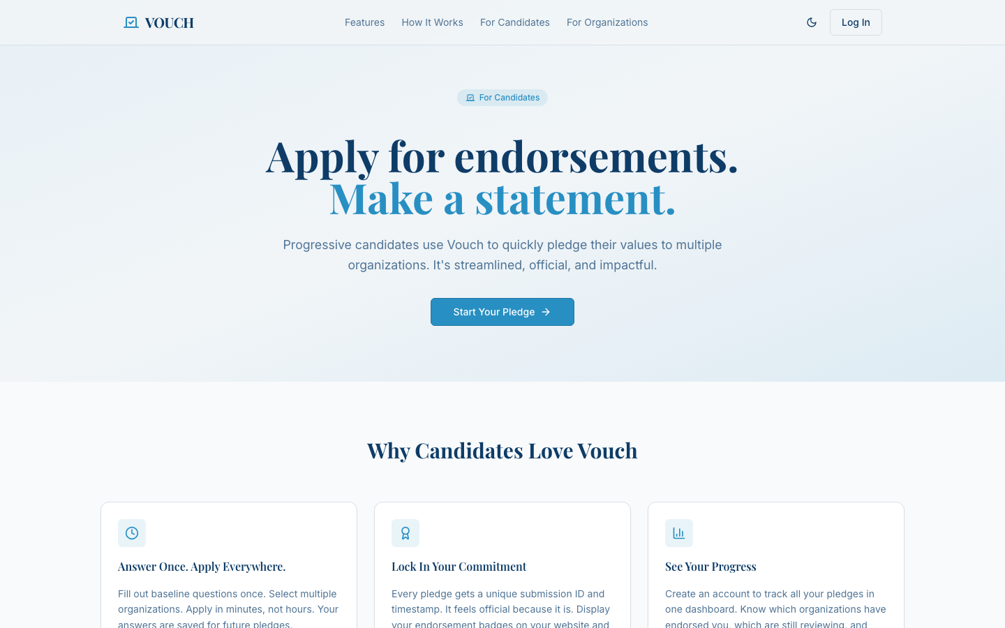 Vouch for candidates: apply for endorsements
